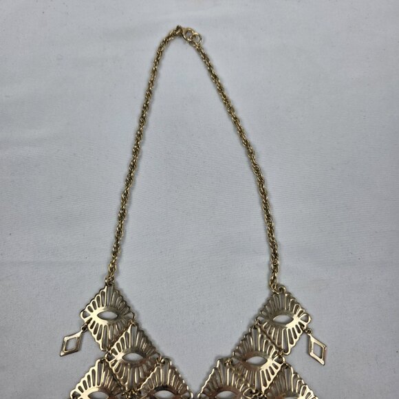 Vintage Sarah Coventry "Mandarin Magic" Gold Tone Bib Necklace Egyptian Style - Picture 8 of 11